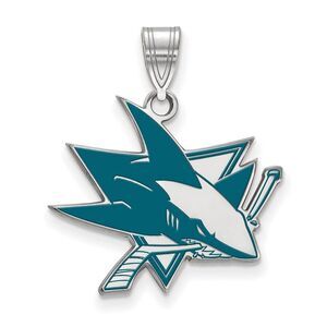 Sterling Silver NHL San Jose Sharks LG Enamel Pendant